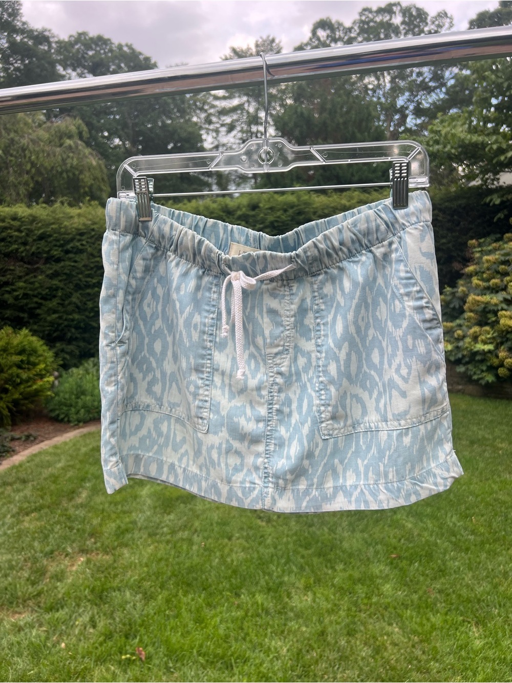 Bella Dahl Light Blue Ikat-Style Drawstring Skirt